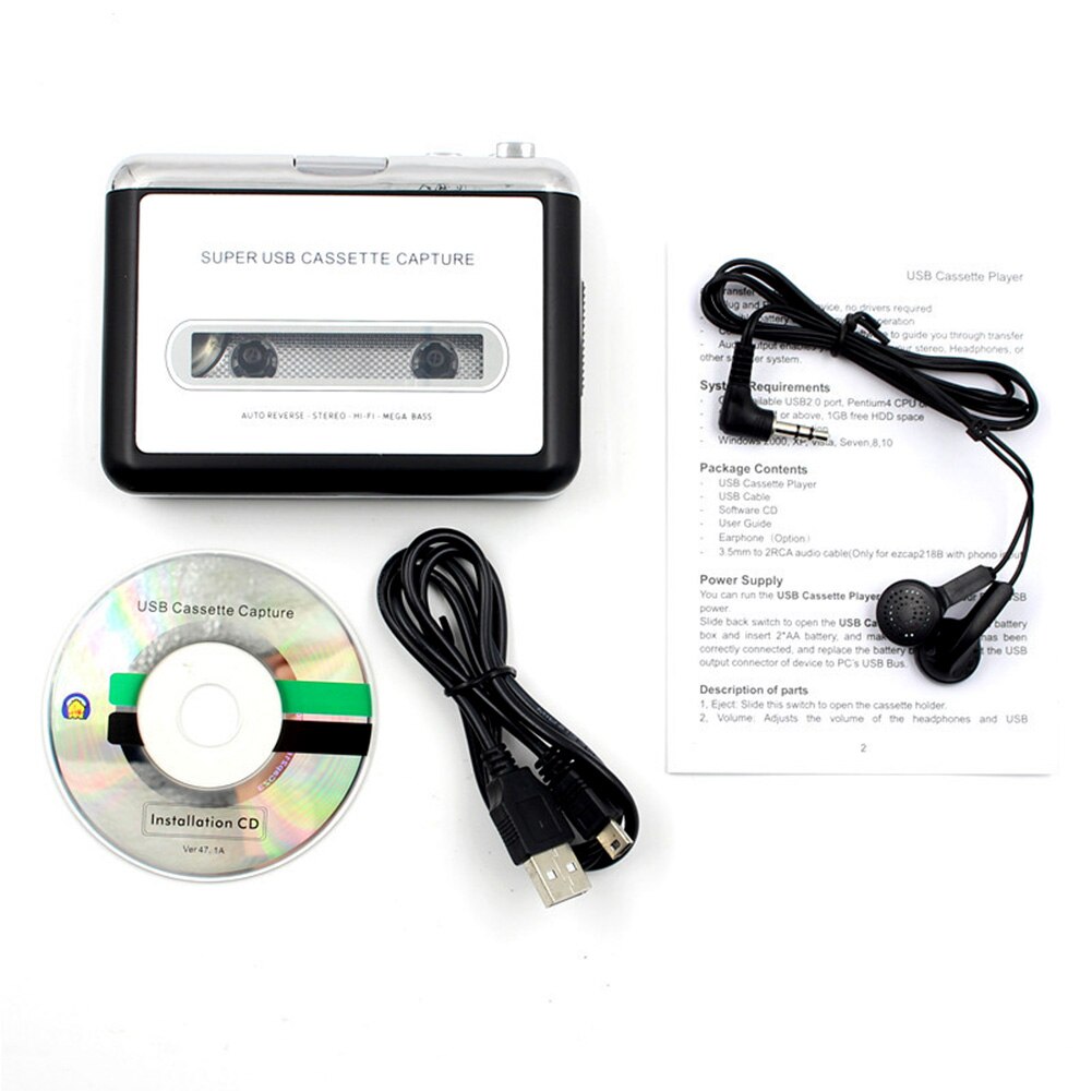Newb Cassette Tape Converter Cassette Te MP3 Audio Capture Muziekspeler Voor Laptop Pc Cassette-To-Mp3 Converter