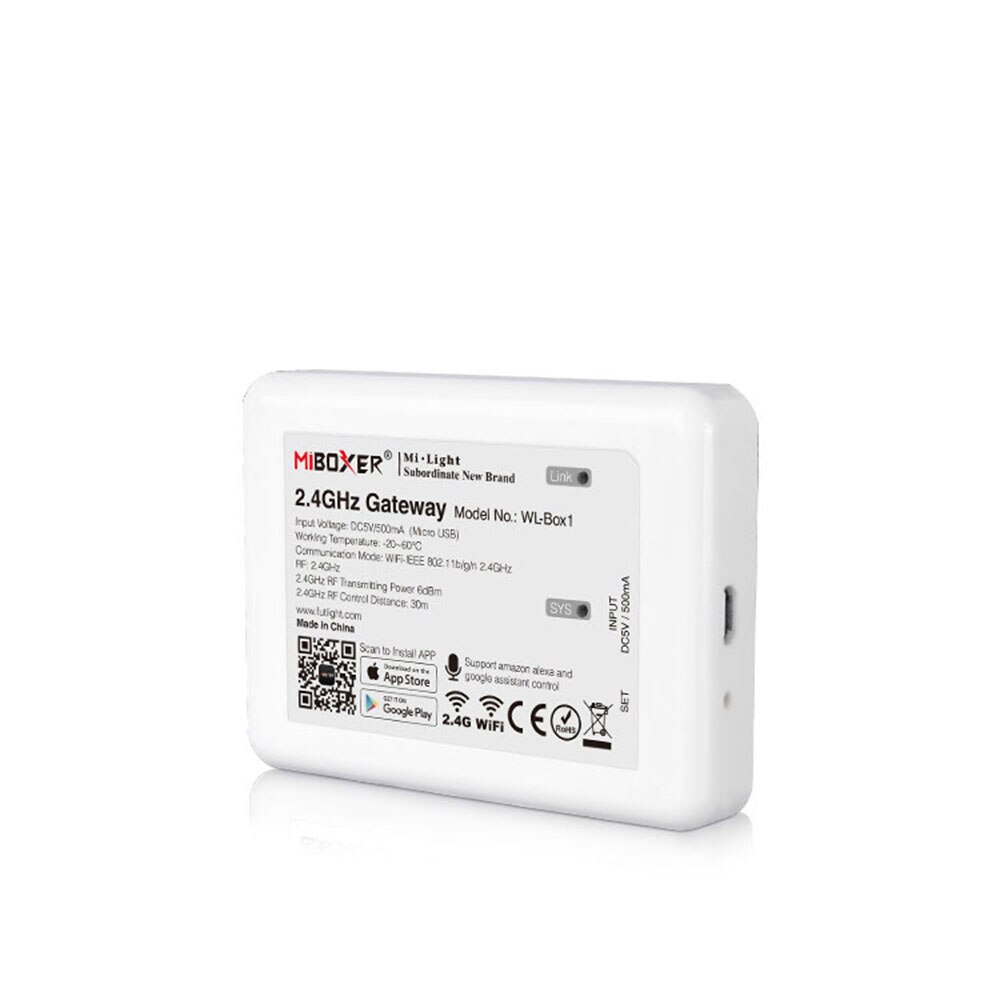 Milight LED Controller Kit FUT007 Remote 2.4G 4-Zone Dimmer Controller WL-Box1 WIFI For 2835 5050 Single Color Light DC12-24V: Only WL-Box1