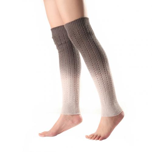SALES! Gradient Knee High Women Boot Socks Winter Knitted Footless Leg Sleeve Warmer Women's Leg Warmer Winter Warm: Grey