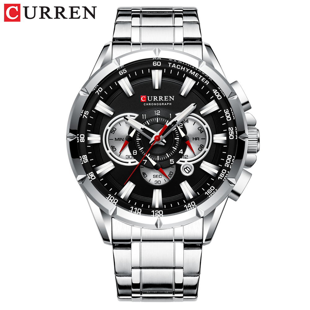 Curren 8363 Herenhorloge Zakelijk roestvrij staal Quartz Casual mode-polshorloge 6 wijzers Luxe Relogio Masculino: Overigen