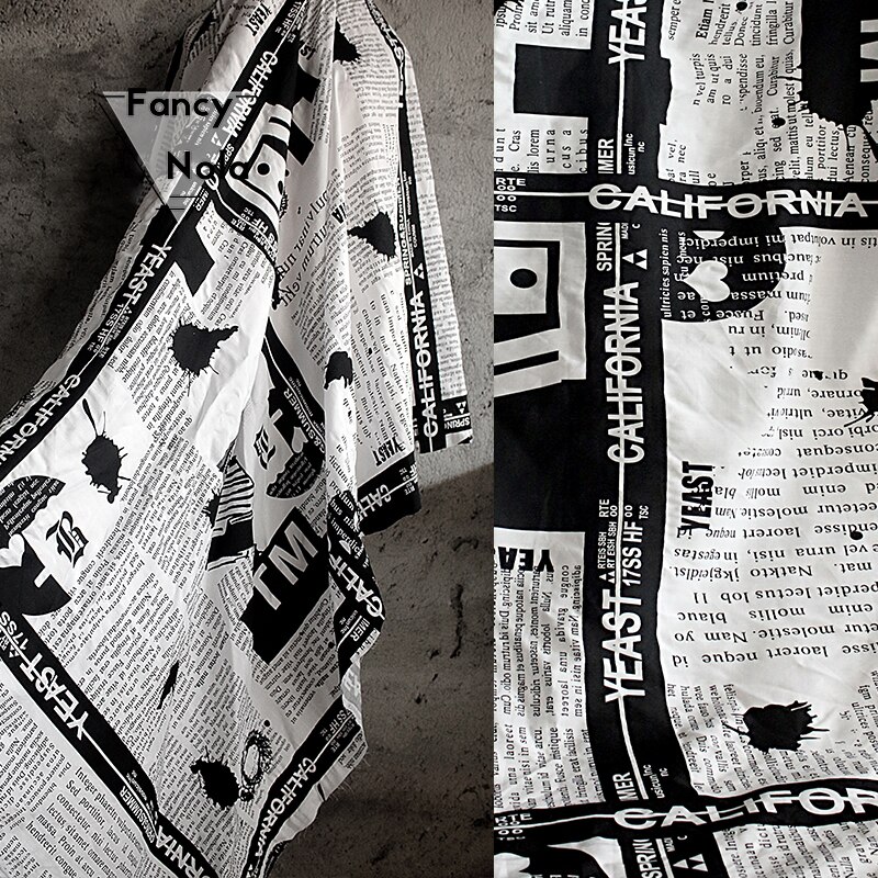 Original anglais lettre tissu journal Graffiti coton tissu 136cm largeur bricolage chemise imprimé tissu de créateur CG078
