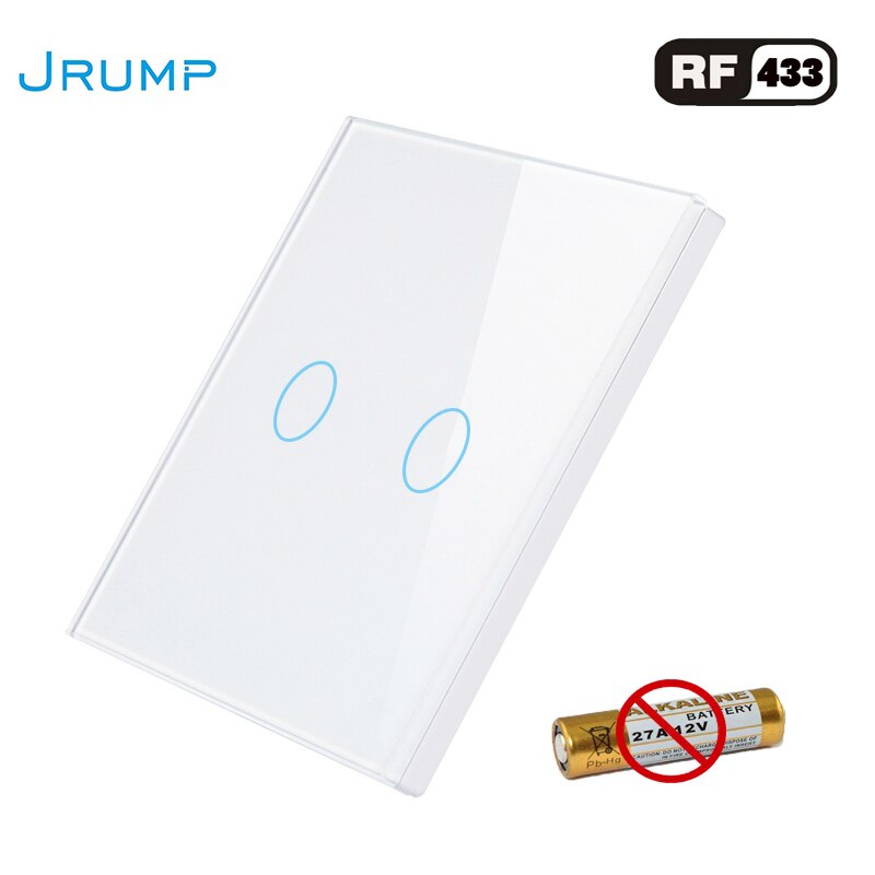 JRUMP RF433 Remote Controller Wall Light Switch Remote Switches Accessories Controller white Luxury toughened glass panel