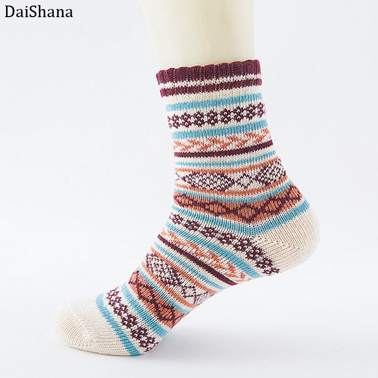 DaiShana 1 paar Casual Man Zachte Dikke Warme Sokken Konijn Wol Blends Warme Winter Sokken Man Retro Stijl Kleurrijke Ademend sokken: Beige