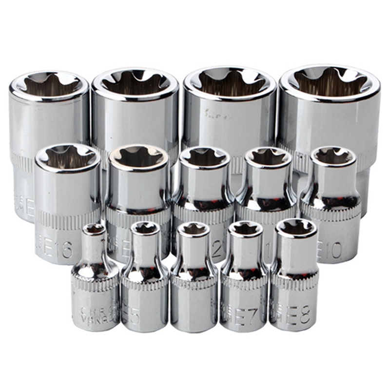 14-Piece Set E-Type 6-Flower Socket Head Combination Wrench 1/2 3/8 1/4 Auto Repair Tool E4-24Mm: Default Title