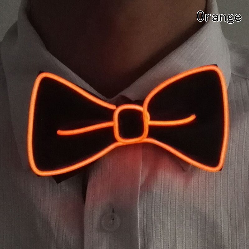 Men LED Wire Flashing Light Up Bow Tie Luminous Bow Tie Necktie For Men Club Wedding Dance Party Christmas Year: Orange
