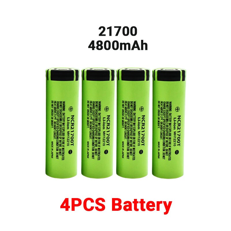 21700 NCR21700T Rechargeable Lithium 4800mAh 3.7V Power Battery High Discharge High Drain Li-ion Battery HD Cell +charger: white