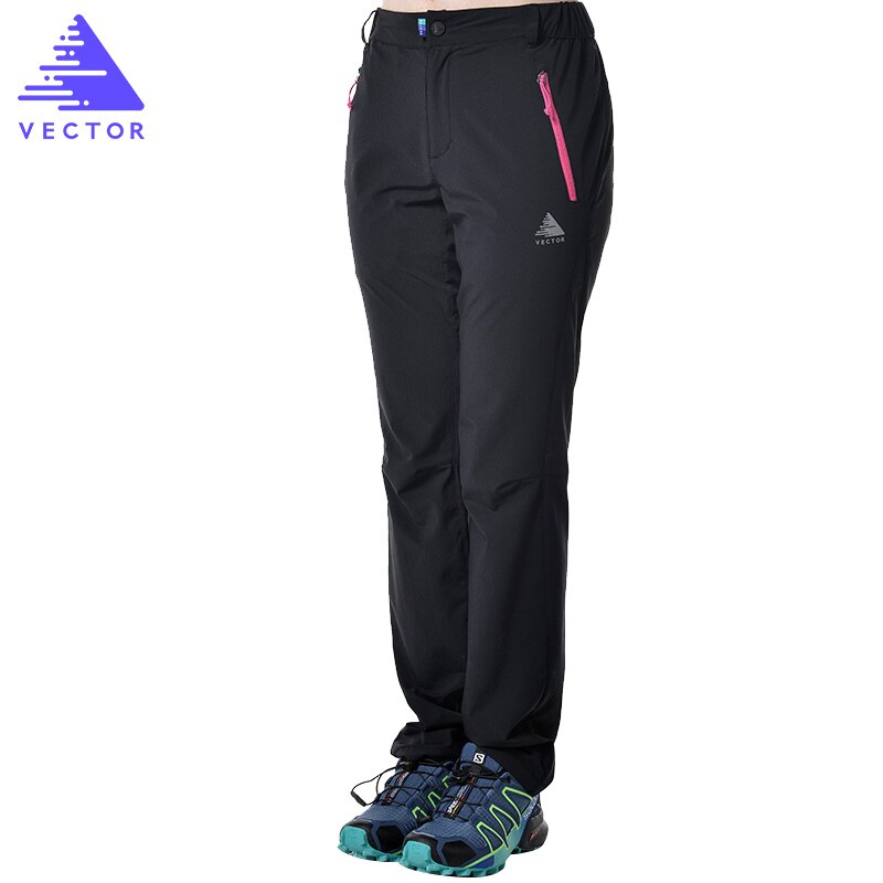 VECTOR Quick Dry Camping Hiking Pants Men Women Elastic Breathable Outdoor Sports Trousers Mountaineering Trekking Running 50026: Black Women / XL