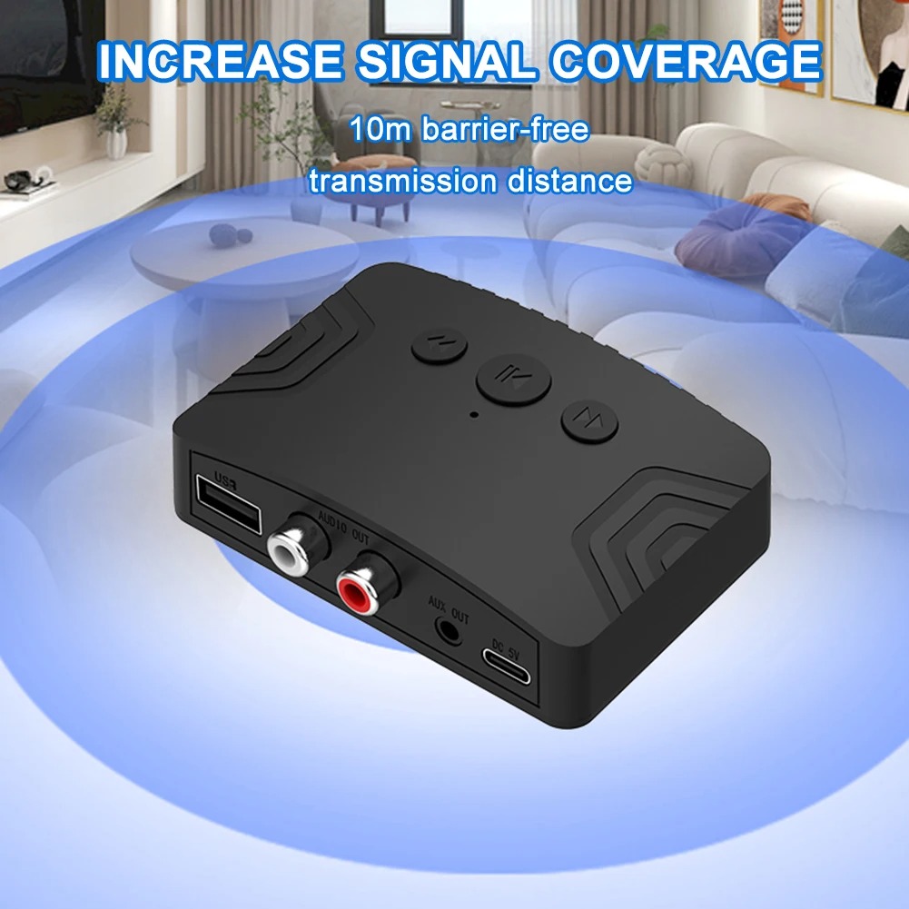 Sem fio bluetooth 5.3 receptor de áudio carro nfc estéreo aux 3.5mm jack rca adaptador de áudio bluetooth óptico u disco leitor música