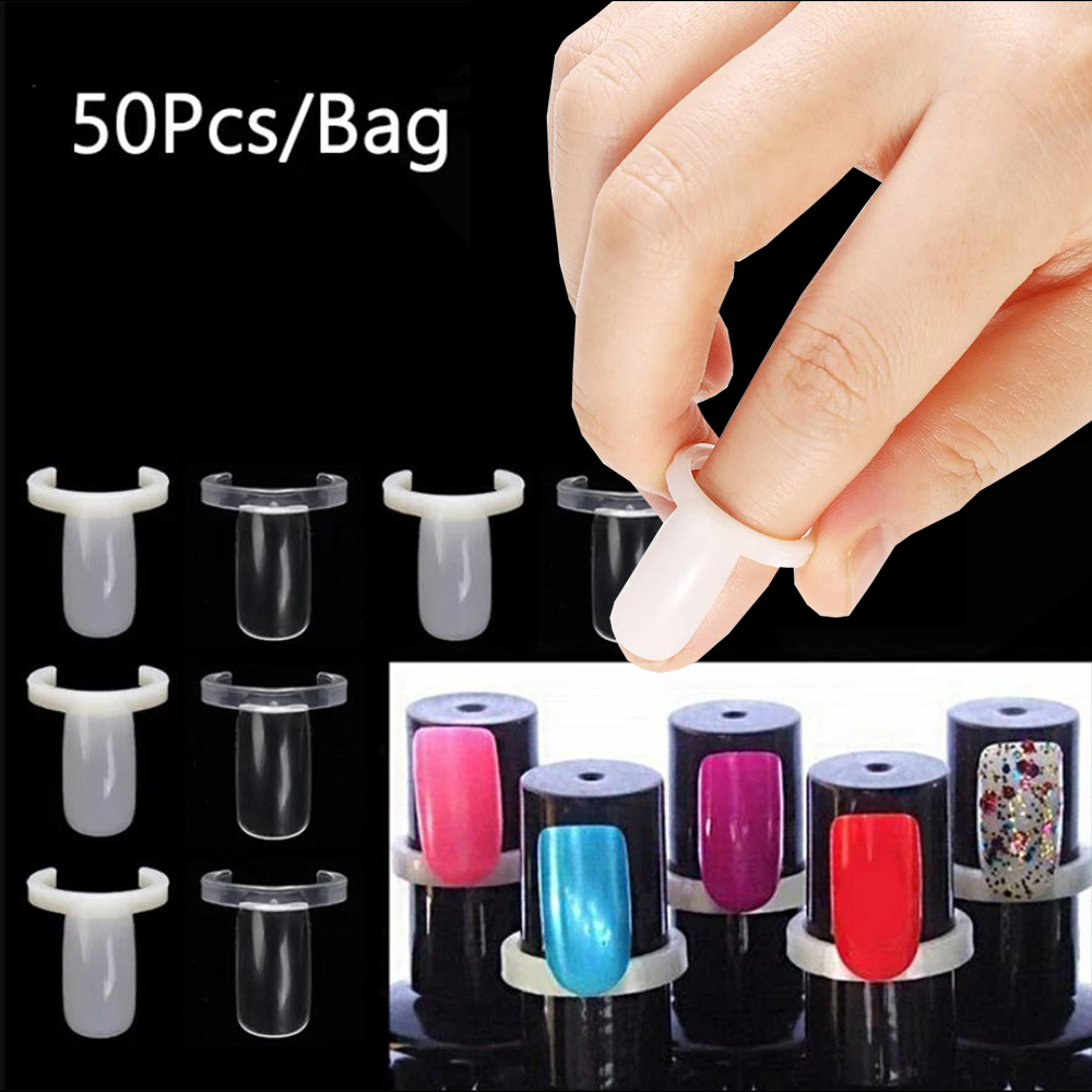 50 Stuks Nagellak Display Ring - Kaart Vorm Kleurstaal Tool - 2x2x1cm - DIY Manicure Kunst Oefenen
