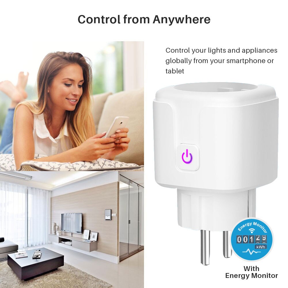 Wifi Smart Plug Socket Eu 16A Power Monitor Timing Functie Smart Leven App Controle Werk Met Alexa Google Assistent 100-240V