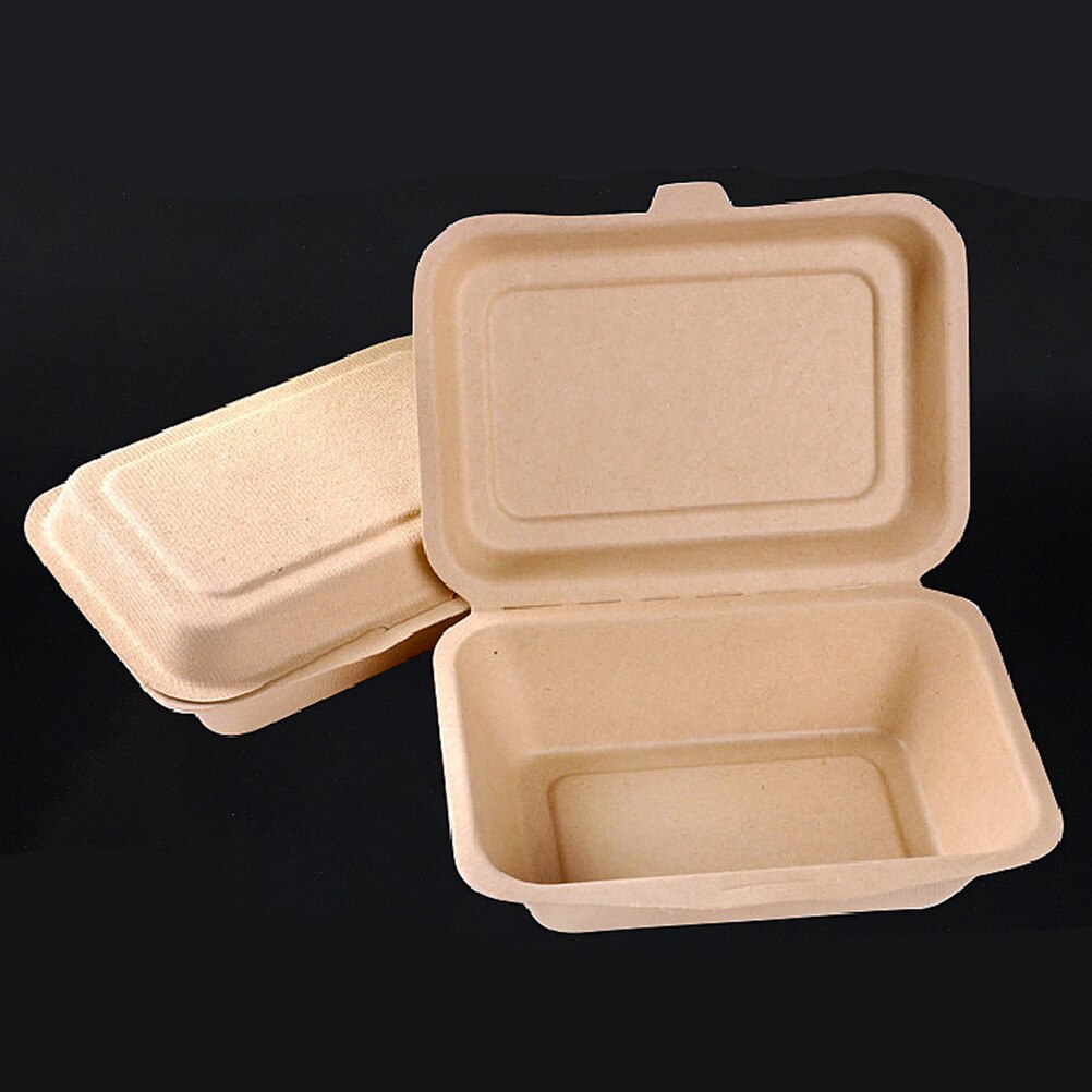 50pcs 600ml Hamburger Containers Disposable 600ml Paper Eco-friendly Doggy Box Lunch Boxes for Take-out Restaurant Snack Bar