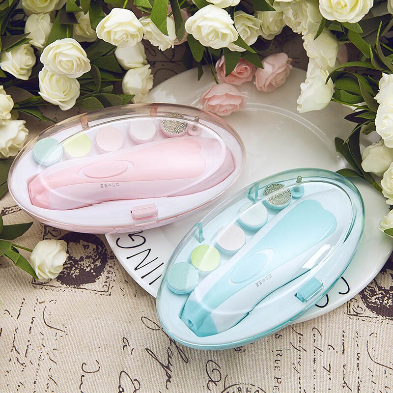 Elektrische Baby Nail File Clippers Met Licht 6 Slijpkoppen Nail Trimmer Voor Baby Peuter