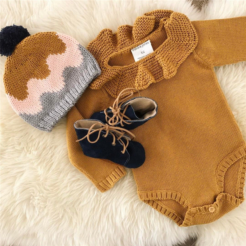 Newborn Infant Baby Girls Boys Sweater Toddler Autumn Winter Casual Clothes Solid Romper Long Sleeve Knitted Sweaters