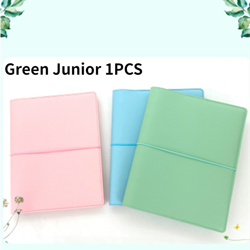A5 Cute PVC Soft Leather Notebook Cover Office Personal Binde Leather Case Handbook Cover: Green Junior 1PCS