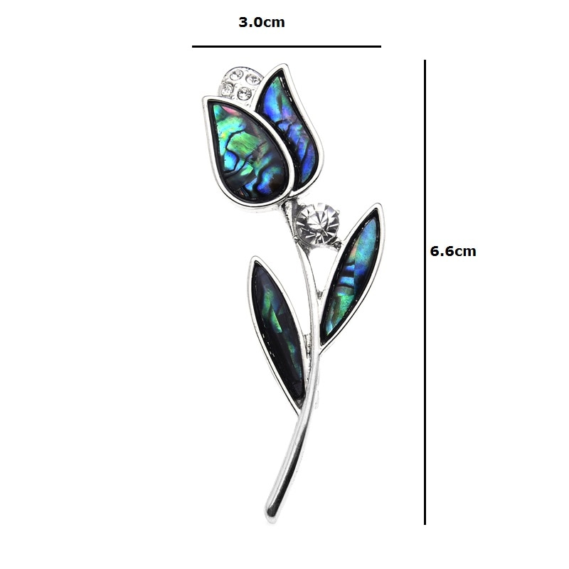 Wuli&Baby Natural Abalone Shell Tulip Brooches For Women Alloy Metal Flower Brooch Pins Jewelry Accessories