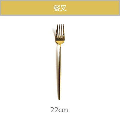 Bestek Glod Zilver Rvs Bestekset Bestek Vork Lepel Mes Set Dessert Vork Lepel Diner Opscheplepel Servies: Golden Dinner Fork