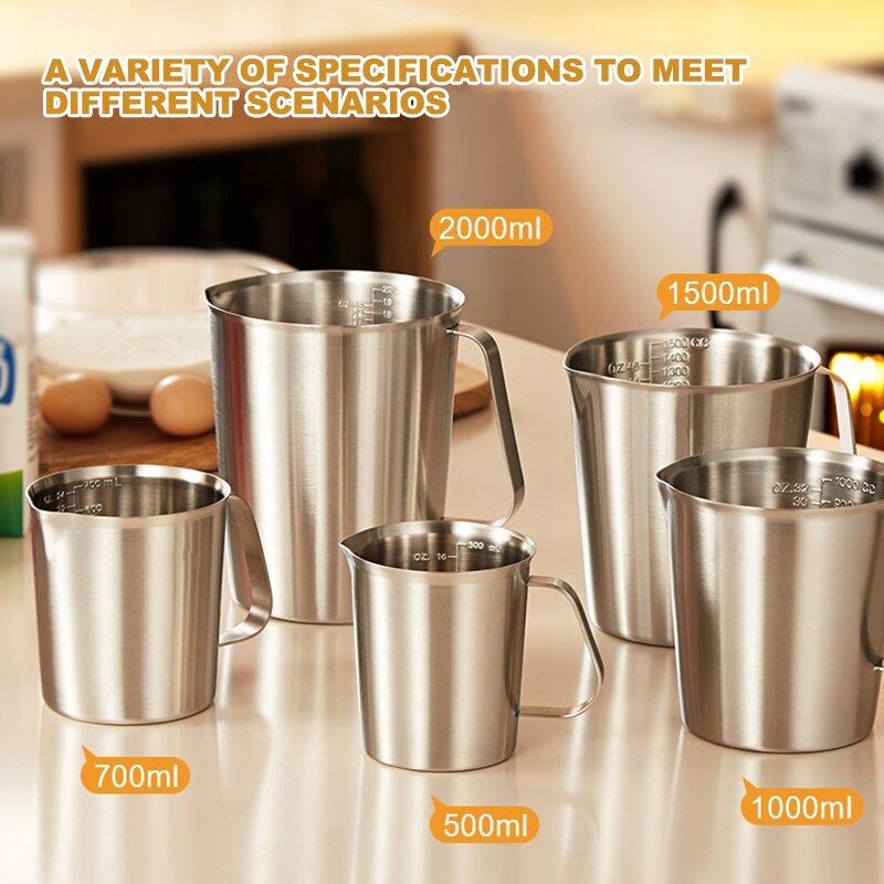 200/500/1000ml Edelstahl Messbecher Becher Mischen Harz Werkzeuge Präzision Absolvierte Küche Krug Gießen Auslauf backen Kochen