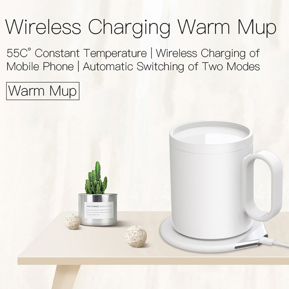 2in 1 usb elektrisk koppvärmare padphone trådlös laddare koppvärmare värmeunderlägg för kaffe te mjölkmugg