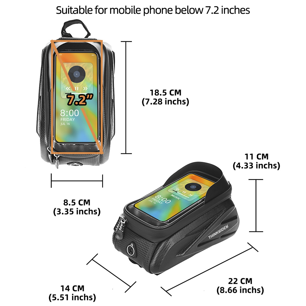 ThinkRider Fahrrad Tasche 2L Rahmen Vorne Rohr Radfahren Tasche Fahrrad Wasserdichte Telefon fallen Halfter 7 Zoll Touchscreen Tasche Zubehör