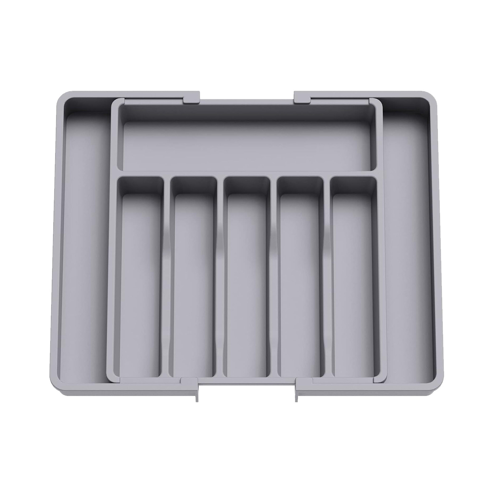 Organizador de cajones para cubiertos, bandeja de utensilios expandible para cocina, cubiertos ajustables y soporte para cubiertos para cucharas, tenedores y cuchillos: Transparente
