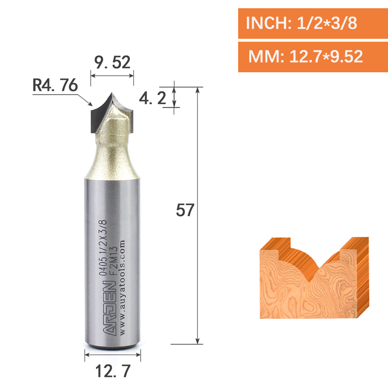 Punta de corte de punta dorada, herramienta de tallado de carburo, punta afilada para carpintería, fresa de borde de arco, broca enrutadora de grabado MDF: 32 mm