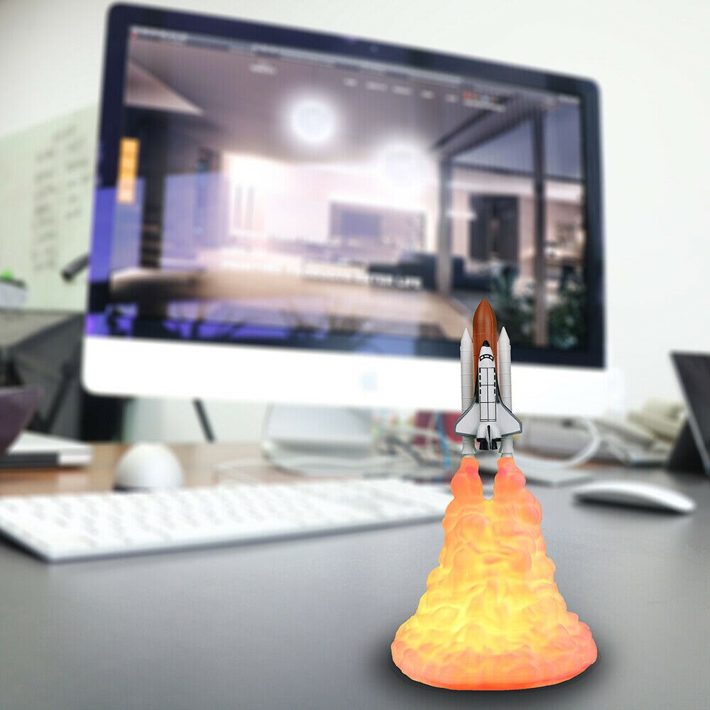 1Pc 3D Print Space Shuttle Rocket Nachtlampje Led Tafel Bureaulamp Room Decor Huishoudelijke Decoraties