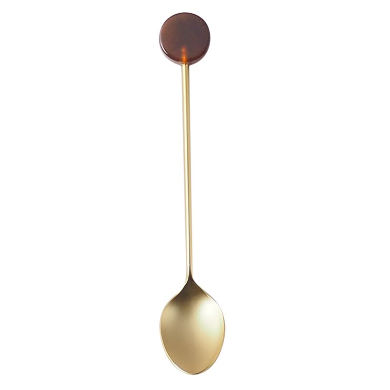Stainless Steel Coffee Small Stirring Spoon Simple Acrylic Gold-plated Geometric Shape Dessert Spoon: C4