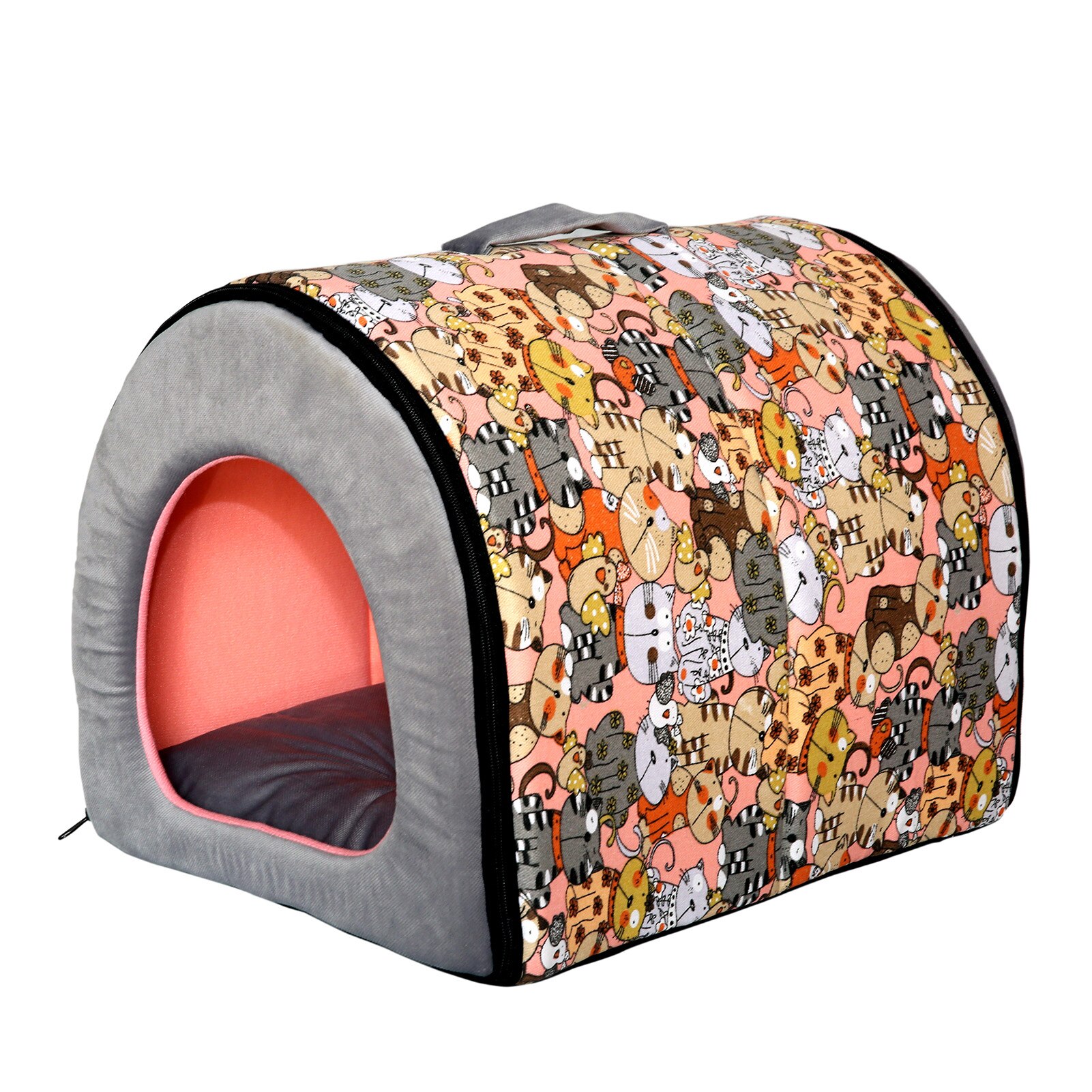 Pet Dog House Fully Washable Pet Kennel Cylinder Portable Dog House Golden Retriever Kennel Puppy Pet Cat Dog Bed Dog Cage: Pink / S