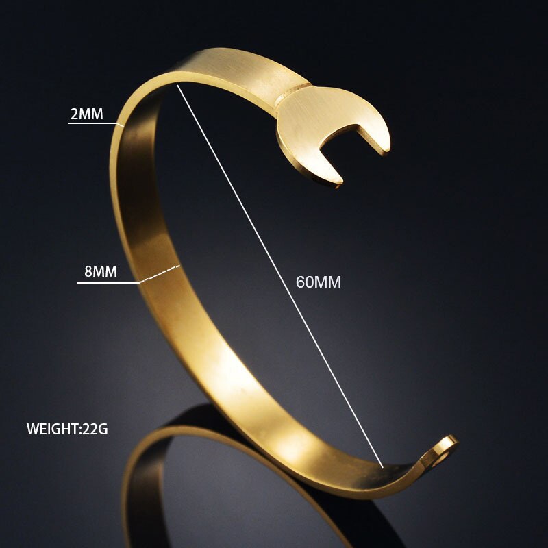 Pulsera con llave de acero inoxidable 316L para hombre y mujer, pulsera de Metal, tamaño ajustable, 20g