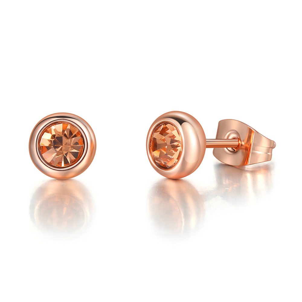 Piercing boucles d'oreilles pour femmes Style coréen Simple rond Zircon couleur or Rose accessoires de noël bijoux E496: zircone cubique