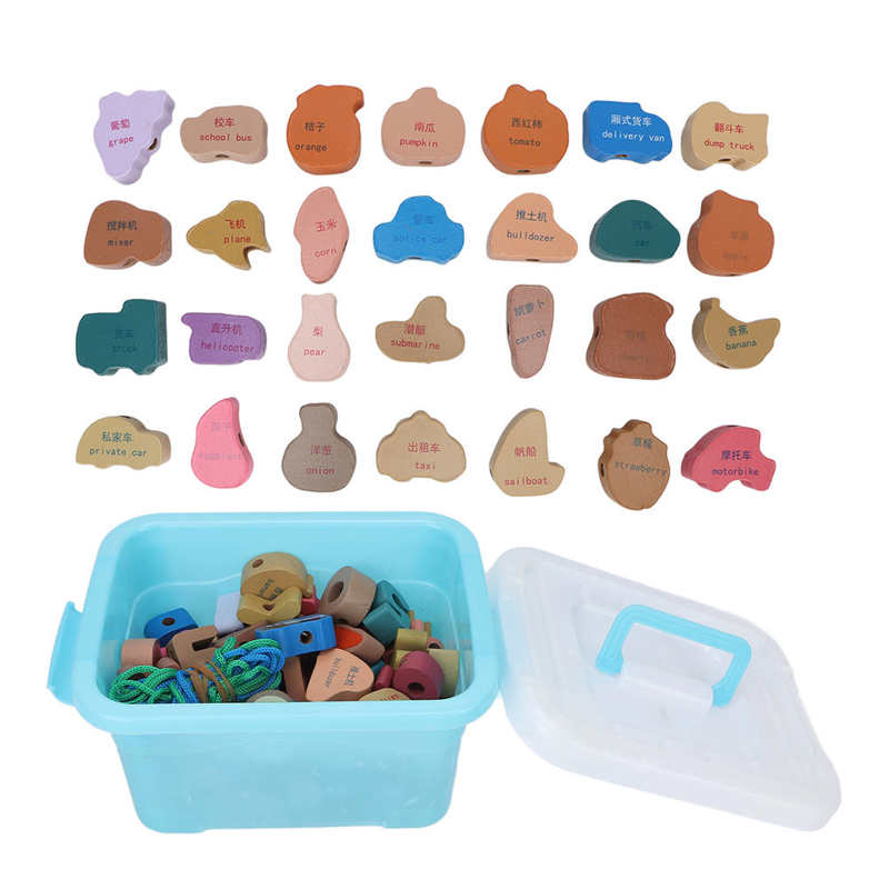 Stringing Toy Lacing Bead Educational Toy Multicol... – Grandado