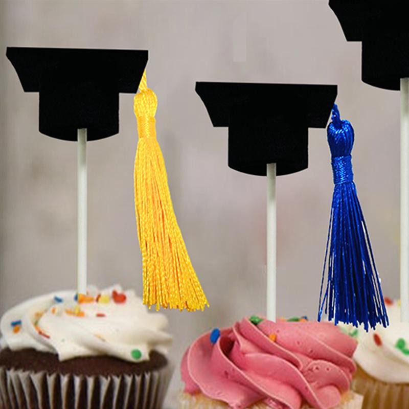 12pcs Graduation Hat Cake Topper Decoration Graduation Hat Cupcake Topper