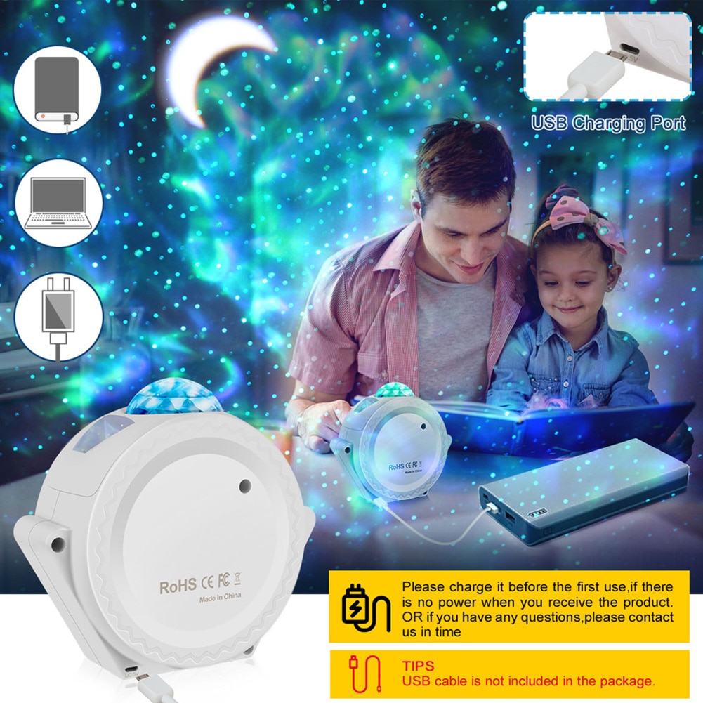 Colorful Starry Sky Galaxy Projector Lamp Children Bedroom Star LED Night Light USB Charging Projection Lamp Kids
