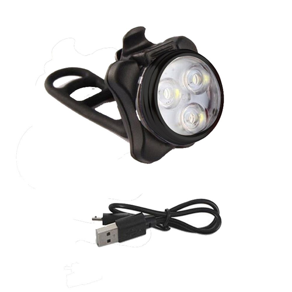 25# Cycling Equipments Cycling Bicycle Bike 3 Led Head Front With Usb Rechargeable Tail Clip Light Lamp: A