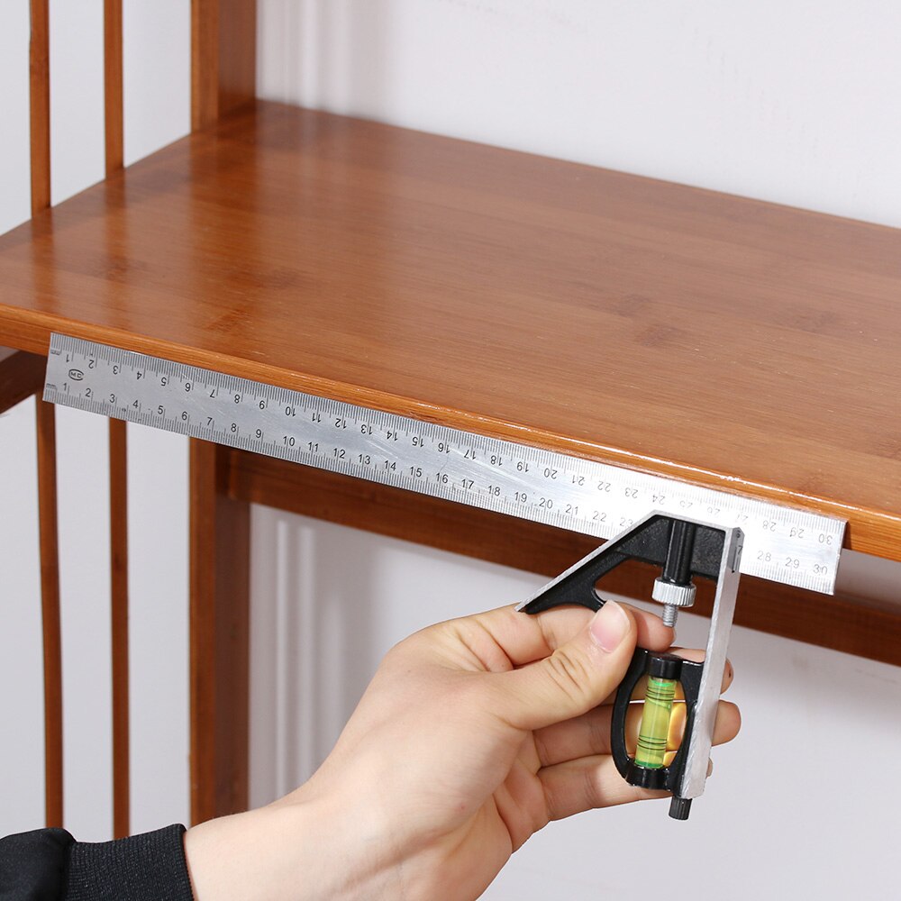 1PC Precise Stainless Steel Adjustable Ruler Combination Level Gauge Square Angle Metric Ruler School Stationery Office Supplies