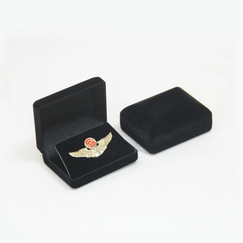 Fine Badge Medal Packaging Box Flocking Commemorative Coin Collection Organizer Jewelry Brooch Storage School Emblem Holder Case