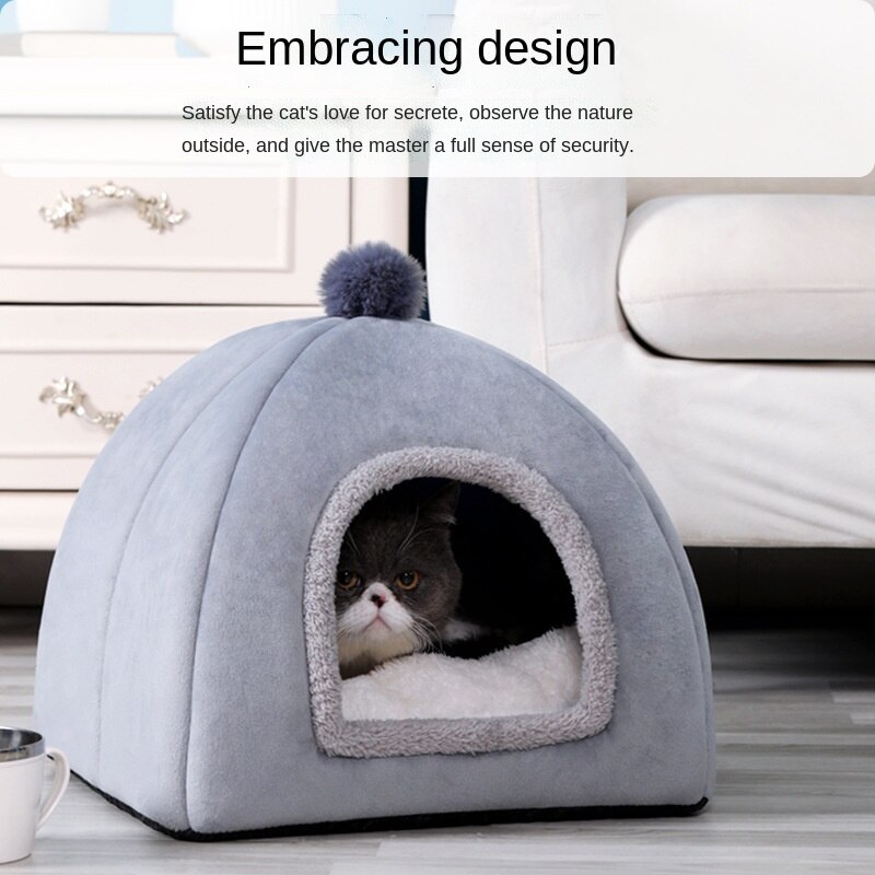 Winter Warm Yurt Shape Little Medium Pet House Dual-use Dog and Cat Nest Kitten Puppy Soft Bed Pets Supplies
