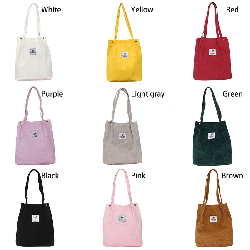 Kvinner solid corduroy skuldervesker shopping bag tote package crossbody bags purses casual handbag for women bookbag