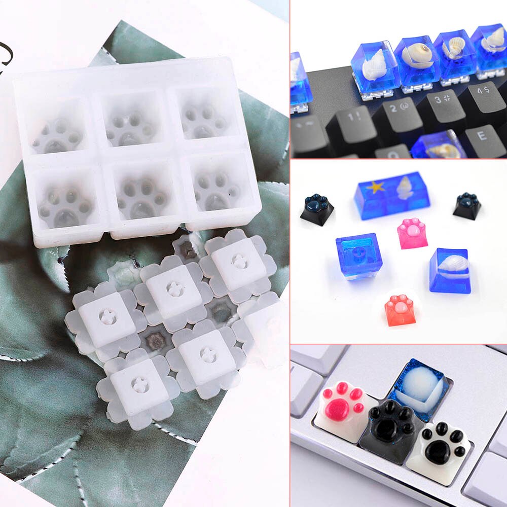 Manual DIY Mechanical Keyboard Key Cap Silicone Mold UV Crystal Epoxy Molds Bear Palm Shape Handmade Crafts Making Tools