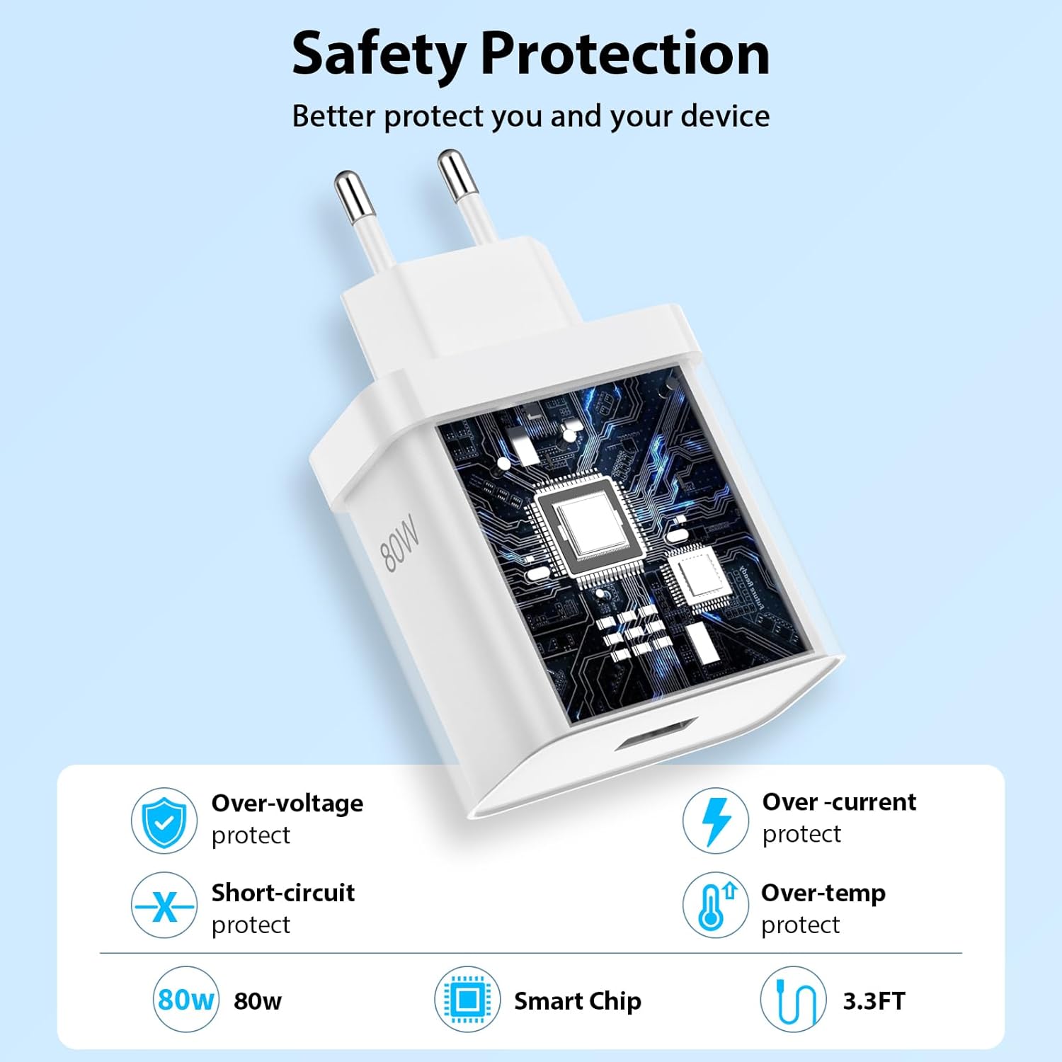 For OnePlus 80W SuperVOOC EU Fast Wall Charger for OnePlus 10 11 12 Nord CE 2 3 Lite OPPO realme 10 GT NEO 2 3 Type C USB Cable