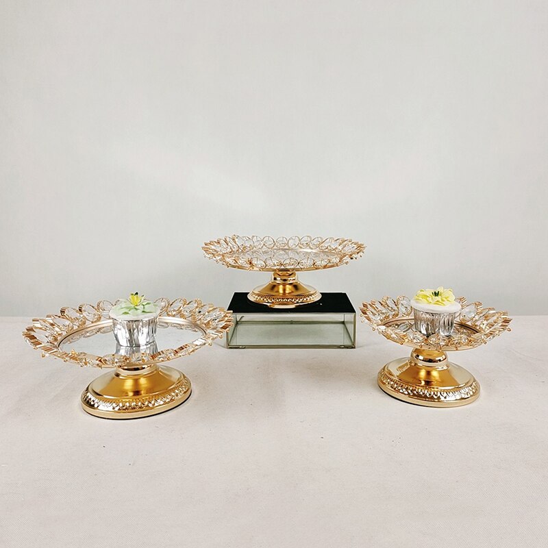 1pcs 8inch 10inch 12inch 14inch Crystal Gold Plated Cheese Dessert Cupcake Cake Stand