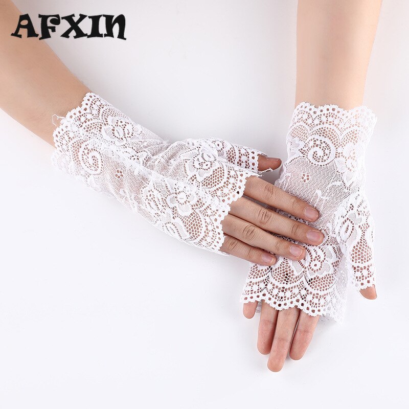 Short Lace Fingerless Gloves for Women Gothic Punk Rock Costume Fancy Harajuku Floral Lace Gloves Alt Goth Clothes Accessories