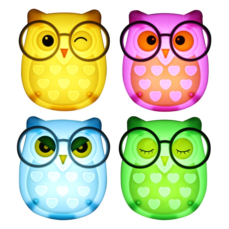 4 Colors Mini Owl Led Night light Auto Sensor Light Control Lamp EU US Plug Child Kid Baby Bedside Bird Light Socket nightlight