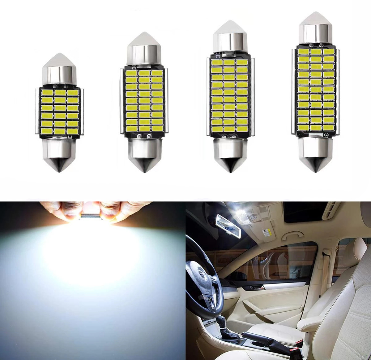 Ampoule LED Canbus C10W C5W pour voiture, 2/6 pièces, feston 31mm 36mm 39mm 41mm, sans erreur 12V 6000K, lumière de lecture pour dôme intérieur automobile blanc