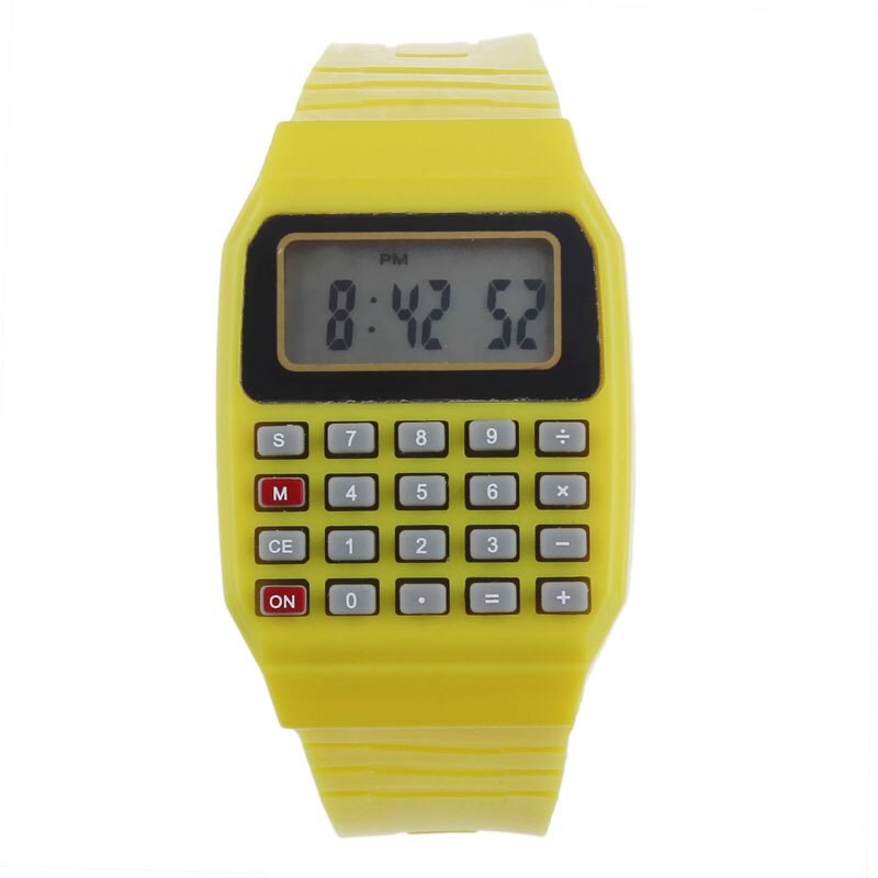 Silicone Multi-Purpose Date Time Electronic Wrist Calculator Watch F701: C