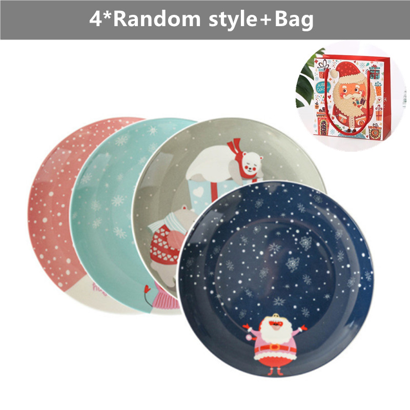 Christmas Ceramic Plate Food Dishes Cartoon Hand Painted Fruit Steak Dinner Plates Western Dinner Plate Tableware Year: 9