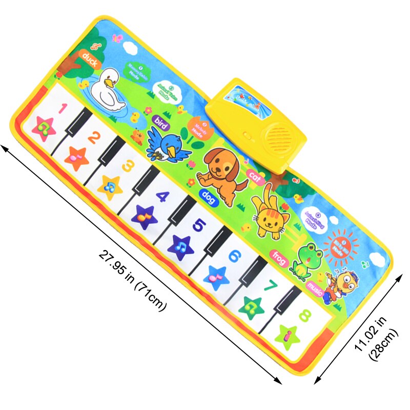 8 stili tappetino musicale con voce animale pianoforte per bambini che suona tappeto gioco musicale strumento giocattoli giocattoli educativi precoci per regalo per bambini: B 71X28CM