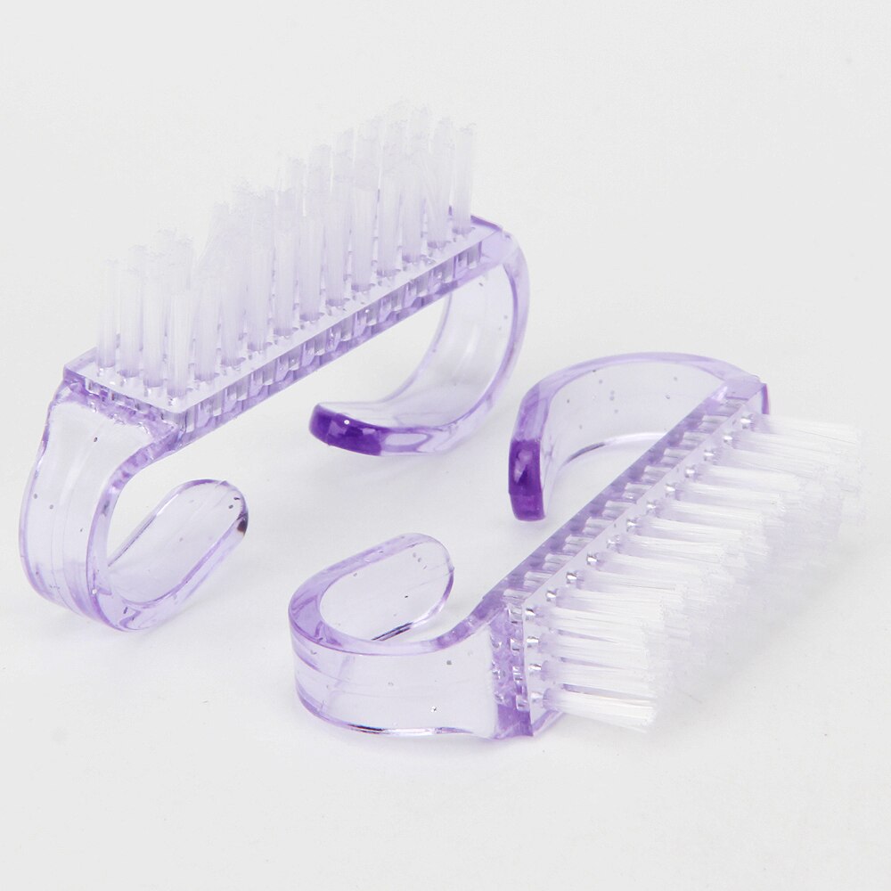 100 stk gennemsigtig 4 -farvet neglebørste akryl pedicure blød fjernelse af støv plastik rengøring neglebørster skønhedsværktøj leverandør: Lilla