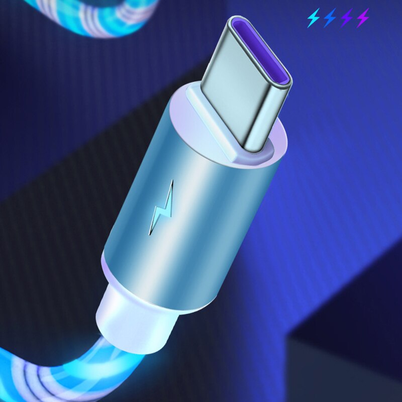 5A Bunte fließende LED glühen USB Ladegerät Typ C Kabel für Android Mikro USB Ladekabel für iPhone X für samsung s9 Ladung