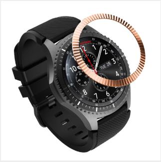 Metal Bezel Ring Case For Samsung Galaxy Watch 46mm/42mm Gear S2 S3 frontier Bezel Styling Frame Cases Cover Protection Bracelet: Rose gold C / Gear S2 SM-R720